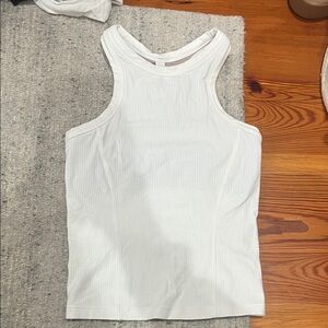 Lululemon Athletica White Ribbed Tank Top